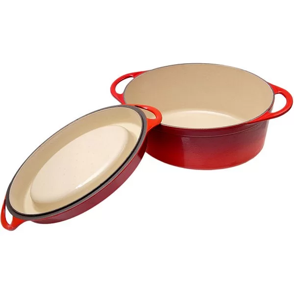 Кастрюля дофу овальная 30 см, объем 6 л, материал чугун, цвет вишневый, Le Creuset, Франция, 25084300602460 - изобр. 8