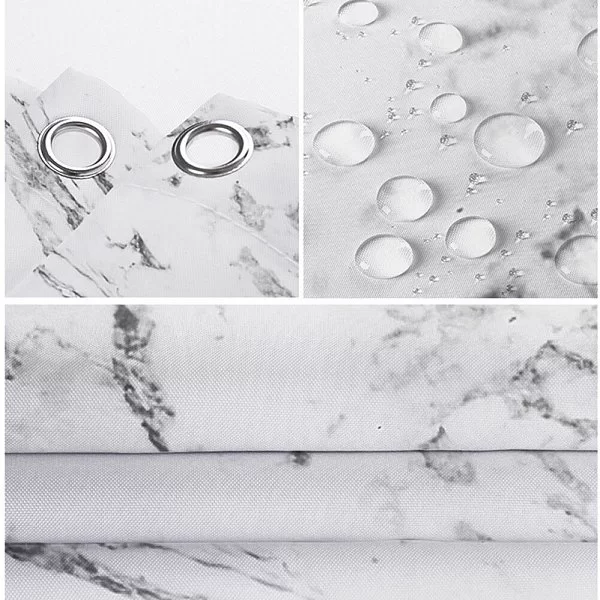 Шторка для ванной комнаты Marble Wave, 180х180 см, цвет белый, полиэстер, Carnation Home Fashions, США, MRW115W - изобр. 9