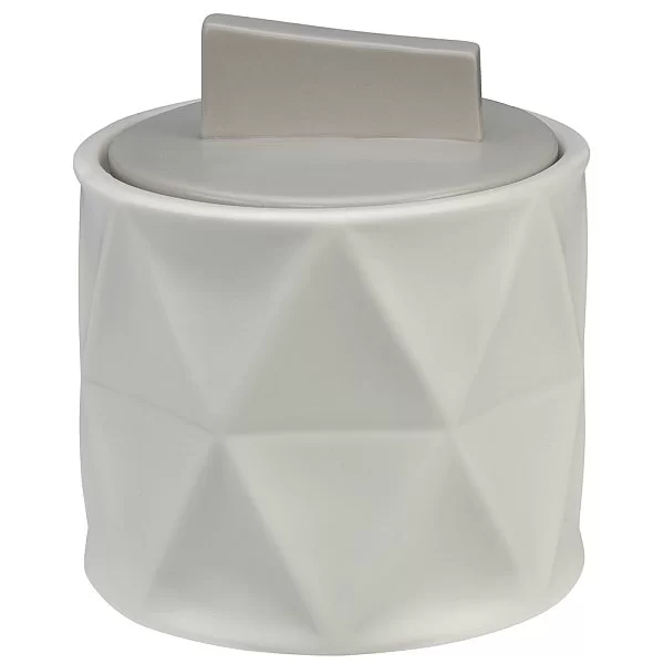 Косметическая емкость с крышкой Triangles 11х11х13 см, материал керамика, Creative Bath, США, TRI25NAT - изобр. 7