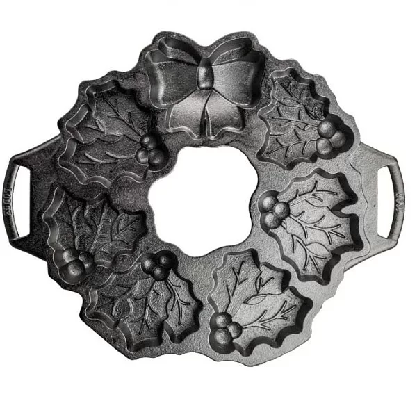 Форма для выпечки печенья с силиконовыми прихватами, 7 отделений, диаметр 32 см, чугун, Lodge, США, BWHWA1 - изобр. 8