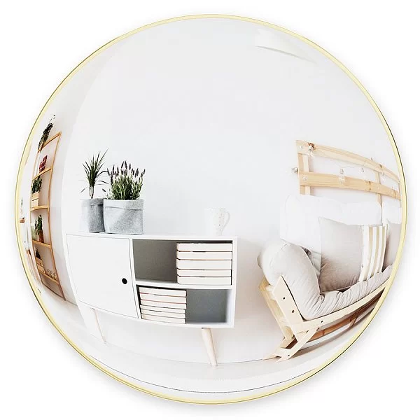 Зеркало сферическое Convexa 24 см, зеркальное полотно + металл, цвет латунь, Umbra, Канада, 1015725-104 - изобр. 7