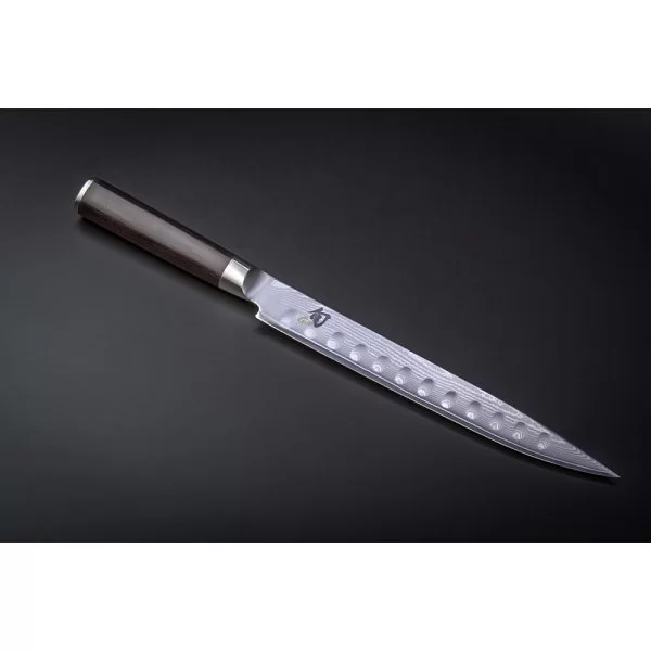 Нож кухонный для тонкой нарезки Hollow-Ground Sujihiki длина лезвия 24,1 см, сталь VG-MAX в обкладках из дамаска, Kai, Япония, DM-0720 - изобр. 9