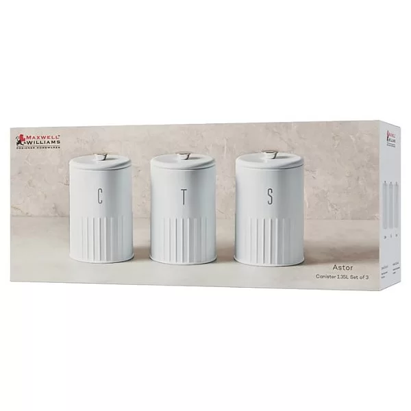 Набор из 3 банок для сыпучих продуктов Astor 1,45 л, цвет белый, жестяная сталь, Maxwell & Williams, MW423-GU0319 - изобр. 10