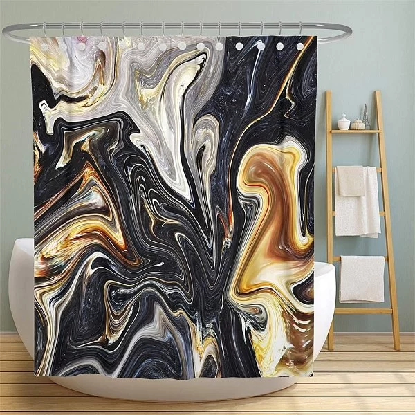 Шторка для ванной комнаты Stratum 180х200 см, полиэстер, цвет черный, Carnation Home Fashions, США, STM200BLK - изобр. 8