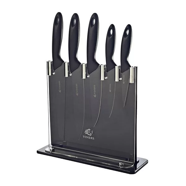 Набор из 5-ти кухонных ножей на подставке Silhouette акрил + нержавеющая сталь, Viners, чёрный, Великобритания, v_0305.097 - изобр. 7