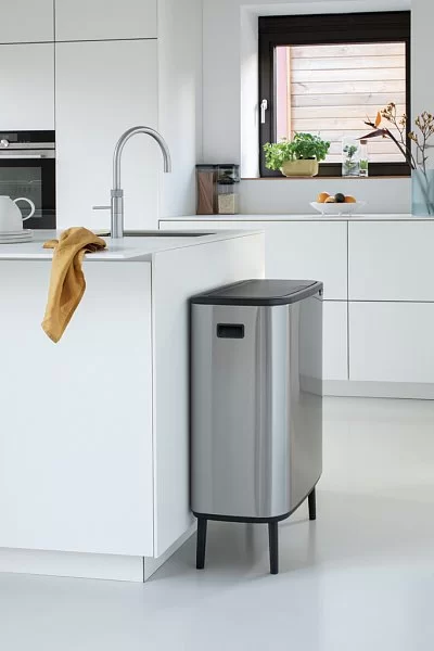 Мусорный бак 2-х секционный Touch Bin Bo Hi объем 30+30 л, 54,5x31,2x81,5 см, нержавеющая сталь, цвет стальной матовый, Brabantia, Бельгия, 130649 - изобр. 8