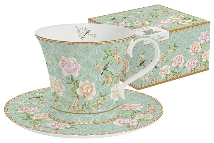 Чашка с блюдцем "Дворцовый парк" 300 мл, фарфор, салатовый, Easy Life, EL-R1357_PALA - изобр. 7