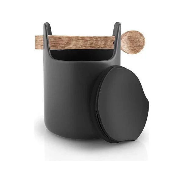 Емкость для хранения Toolbox с крышкой и ложкой 11,5x11,5x20 см, материал керамика + дуб, цвет черный, Eva Solo, Дания, 520429 - изобр. 8