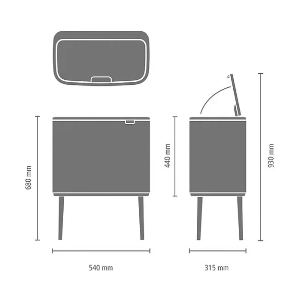 Мусорный бак трехсекционный Bo Touch Bin 3x11л, нержавеющая сталь, цвет зеленый, Brabantia, Бельгия, 304200 - изобр. 10