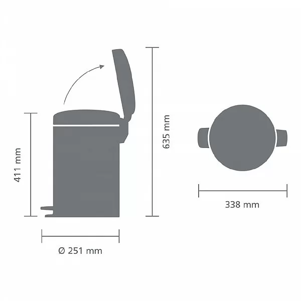 Мусорный бак с педалью NewIcon, 12л, зеленый мох, Brabantia, 113529 - изобр. 12