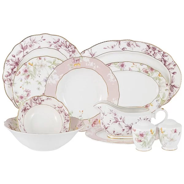 Обеденный сервиз "Цветы" на 6 персон 27 предметов, костяной фарфор, Anna Lafarg Emily, AL-M2124_27-E9 - изобр. 7