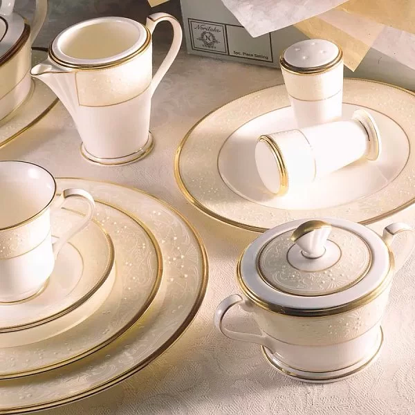 Блюдо овальное "Белый дворец" 31 см, материал костяной фарфор, цвет золотой + белый, Noritake, Япония, NOR4753-412 - изобр. 8