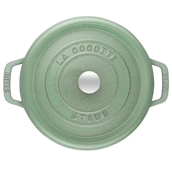 Кокот чугунный круглый 20 см, объем 2,2 л, цвет шалфей, Staub, Франция, 11020115 - изобр. 11