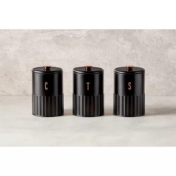 Набор из 3 банок для сыпучих продуктов Astor 1,45 л, цвет черный, жестяная сталь, Maxwell & Williams, MW423-GU0318 - изобр. 11