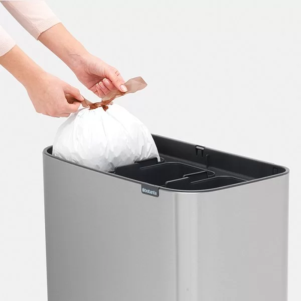 Мусорный бак 3 секции 3х11л, стальной матовый, Brabantia, 316081 - изобр. 12