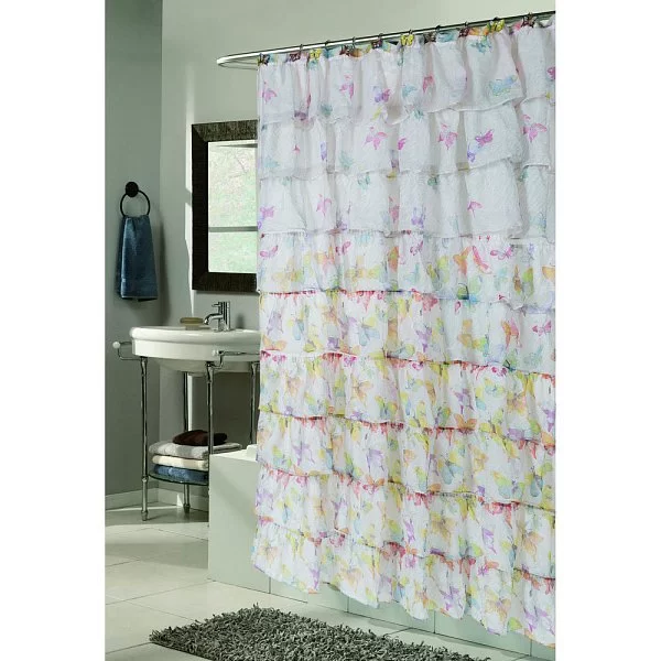 Шторка для ванной Carmen Butterfly 183x178 см, цвет мультиколор, материал полиэстер, Carnation Home Fashions, США, SCVOIL/CAR/BF - изобр. 8