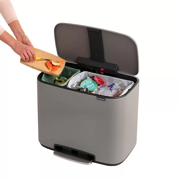 Мусорный бак 2 секции Pedal Bin Bo, серый, 11+23л, Brabantia, 121562 - изобр. 17