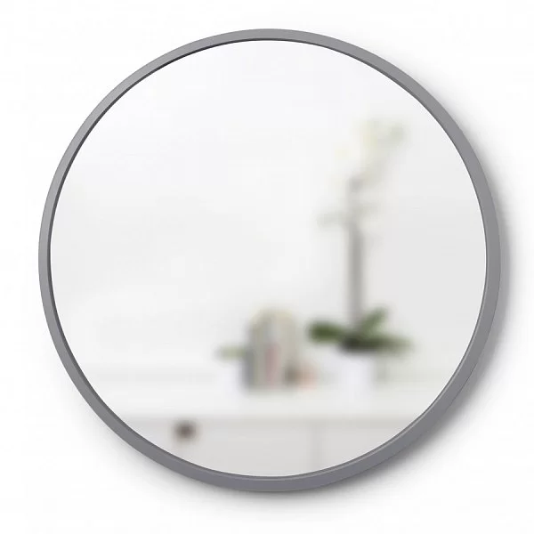 Зеркало настенное круглое Hub диаметр 61 см, цвет серый, материал резина + зеркальное полотно, Umbra, Канада, 1008243-918 - изобр. 7