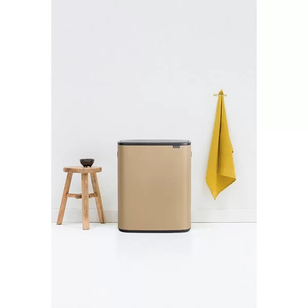 Мусорный бак 2-х секционный Touch Bin Bo объем 30 + 30 л, 54,5x31,2x65,6 см, нержавеющая сталь, цвет минерально-золотой, Brabantia, Бельгия, 221545 - изобр. 9