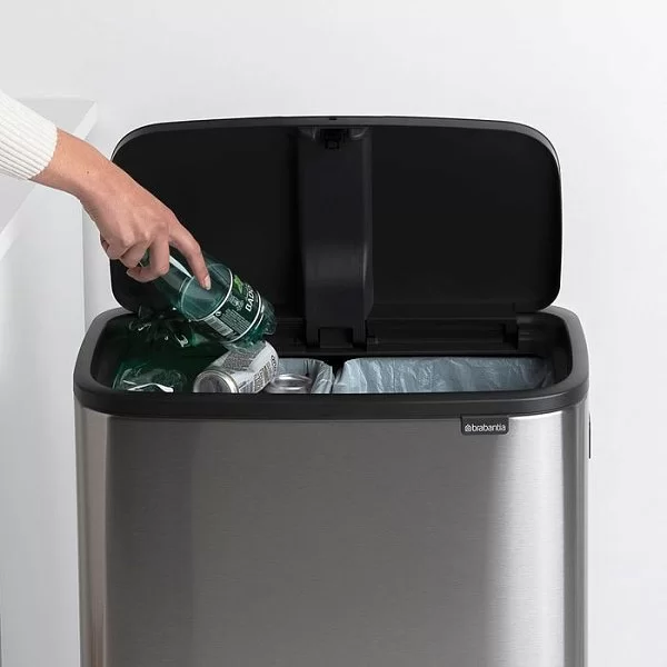 Мусорный бак 2-х секционный Touch Bin Bo Hi объем 30+30 л, 54,5x31,2x81,5 см, нержавеющая сталь, цвет стальной матовый, Brabantia, Бельгия, 130649 - изобр. 11