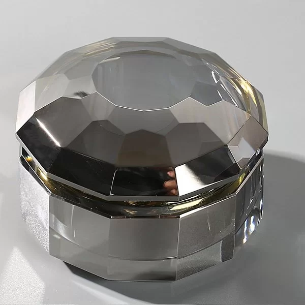 Косметическая емкость низкая Smoke, диаметр 10 см, цвет серый, хрустальное стекло, Kassatex, SMK-CJR - изобр. 8