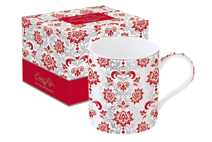 Кружка "Рококо" 350 мл, фарфор, красный, Easy Life, EL-0135_DCRO_2 - изобр. 7