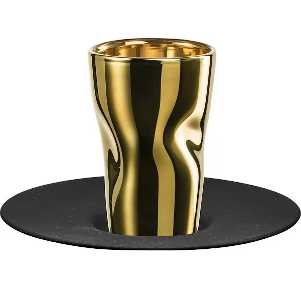 Стакан для эспрессо с блюдцем Unik 100 мл, в подарочной тубе, материал хрусталь, золотой, Eisch, Германия, 30013201 - изобр. 7