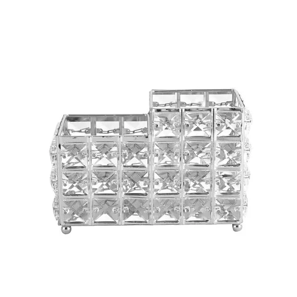 Органайзер для косметических принадлежностей Crystal Double Silver 18х9х12 см, металл+хрустальное стекло, серебряный, Kassatex, США, CRY-ORW-CR - изобр. 7