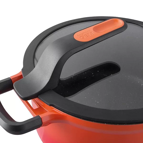 Кастрюля с крышкой Gem red, диаметр 28 см, объем 4,2 л, цвет оранжевый, алюминий, Berghoff, Бельгия, 2307400 - изобр. 10