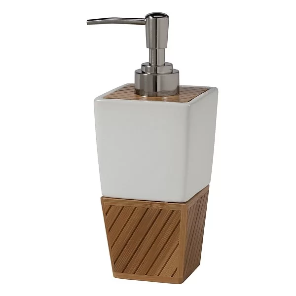Дозатор для жидкого мыла Spa Bamboo 17х8х8 см, материал керамика+дерево, Creative Bath, США, SBM59BR - изобр. 7