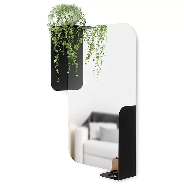 Зеркало настенное Alcove 52x77x13 см, зеркальное полотно + металл, цвет черный, Umbra, Канада, 1015726-040 - изобр. 10