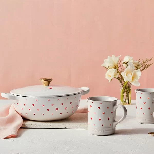 Казан La Marmite Hearts 22 см, объем 2,6 л, материал чугун, цвет белый, Le Creuset, Франция, 21074228451449 - изобр. 11