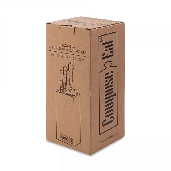 Подставка для кухонных ножей 10х10х23 см, цвет мрамор серый, композитный материал, ComposeEat, PDN103031OA4 - изобр. 10