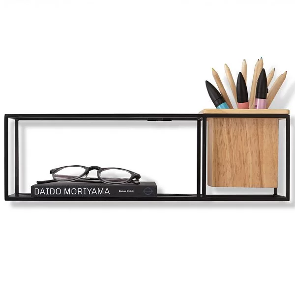 Полка-органайзер Cubist малая 12х38х12 см, цвет черный, материал металл + дерево, Umbra, Канада, 470755-427 - изобр. 8