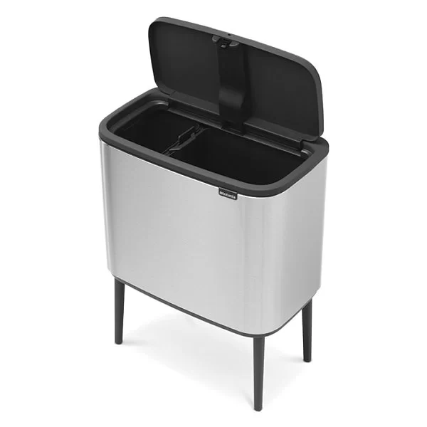Мусорный бак 2 секции 11+23л, стальной матовый, Brabantia, 316227 - изобр. 11