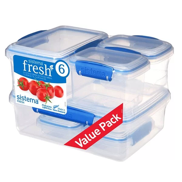 Набор из 6-и пищевых контейнеров FRESH 23,5х17х16 см, материал пластик, цвет голубой, Sistema, Новая Зеландия, SI921760 - изобр. 7