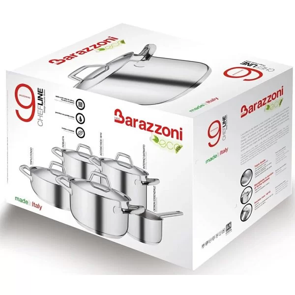 Кастрюля с крышкой высокая Chef Line 8 л, диаметр 24 см, нержавеющая сталь, Barazzoni, Италия, 163601024 - изобр. 11
