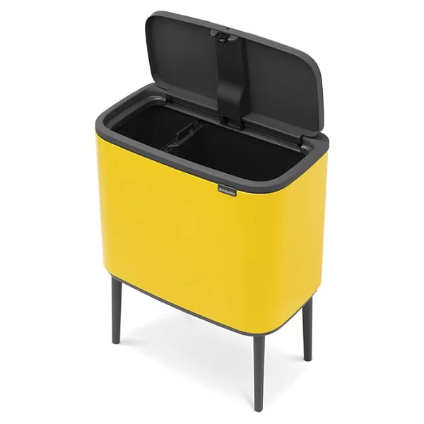 Мусорный бак 2 секции 11+23л, желтая маргаритка, Brabantia, 316128 - изобр. 11