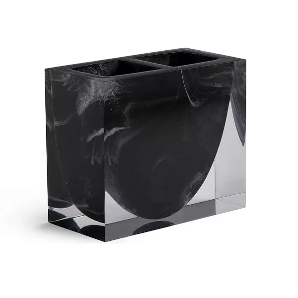 Стакан для зубных щеток Ducale Black 12х6х10,5 см, полистоун, Kassatex, США, ADE-TBH-BW - изобр. 7