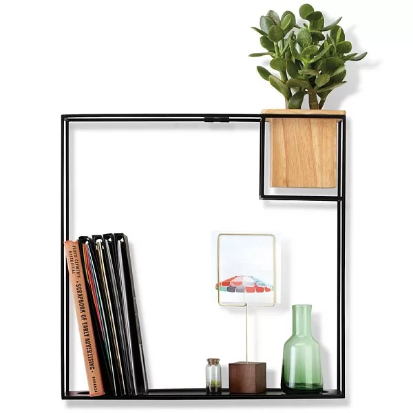 Полка-органайзер Cubist большая 38х38х12 см, цвет черный, материал металл + дерево, Umbra, Канада, 470754-427 - изобр. 8