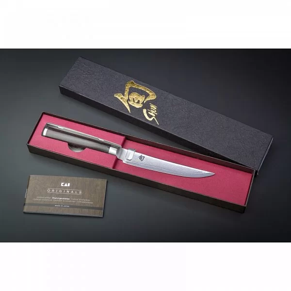 Нож кухонный для стейка Shun Classic длина лезвия 12,5 см, сталь VG-10 в обкладках из дамаска, Kai, Япония, DM-0711 - изобр. 12