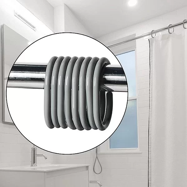 Набор из 12 крючков для шторки Rings Grey, 3х5 см, цвет серый, пластик, Carnation Home Fashions, 21GRY - изобр. 9