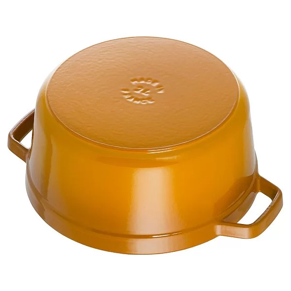 Кокот круглый чугунный 6,7 л цвет горчичный, диаметр 28 см, Staub, Франция, 1102812 - изобр. 9