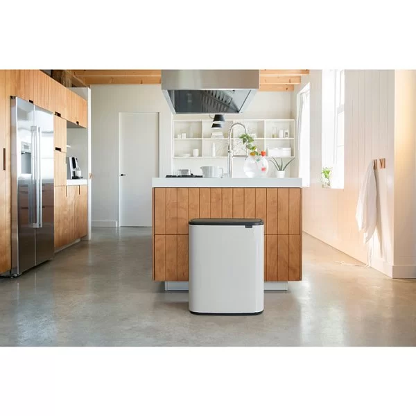Мусорный бак 2-х секционный Touch Bin Bo объем 30 + 30 л, 54,5x31,2x65,6 см, нержавеющая сталь, цвет белый, Brabantia, Бельгия, 221408 - изобр. 11