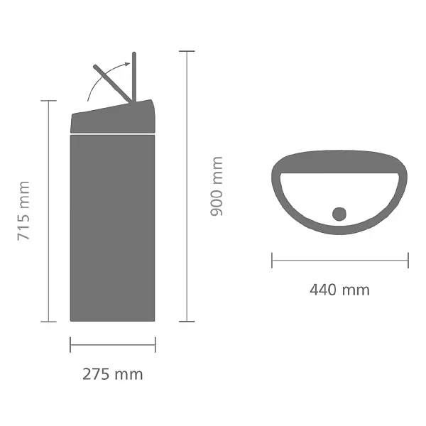 Мусорный бак Touch Bin, объем 40 л, 72х28 см, нержавеющая сталь, цвет бежевый, Brabantia, Бельгия, 200748 - изобр. 9