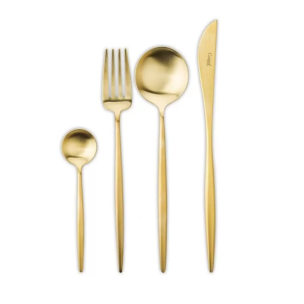 Набор столовых приборов Moon Gold Brushed на 6 персон, 24 предмета, цвет золотой, нержавеющая сталь, Cutipol, Португалия, MO.006 GB - изобр. 7