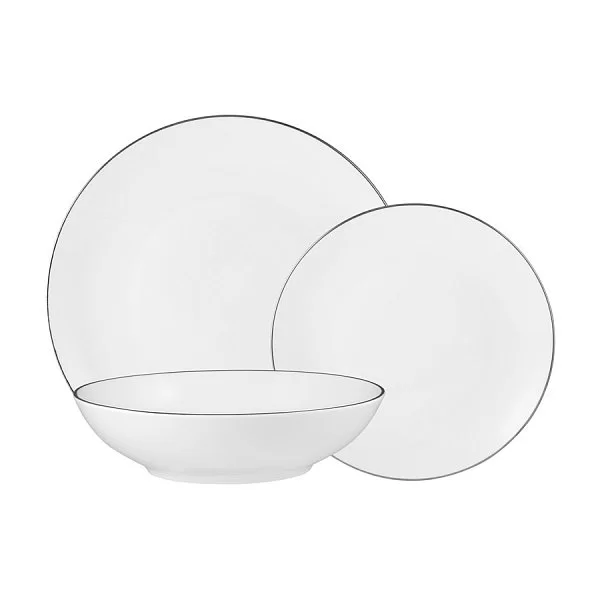 Обеденный набор на 4 персоны, 12 предметов, фарфор, белый с серебристым кантом, Maxwell & Williams, MW601-RR0068 - изобр. 7