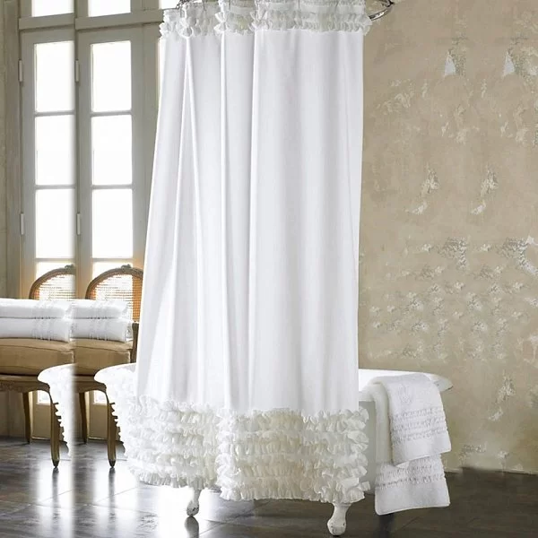 Шторка для ванной комнаты Ruffles, 200х240 см, цвет белый, полиэстер, Carnation Home Fashions, США, RUF240W - изобр. 8