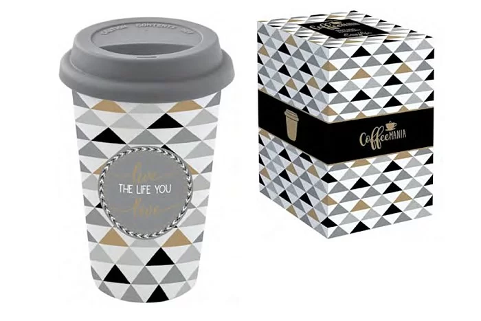 Кружка с крышкой Travel Mug 350 мл, фарфор, серый, Easy Life, EL-R0129_TM06 - изобр. 7