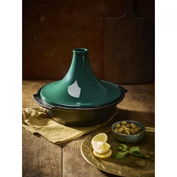 Тажин Atlas 30 см, высота 23 см, кованый алюминий +керамика, цвет зеленый, Peugeot, Франция, 62187 - изобр. 10